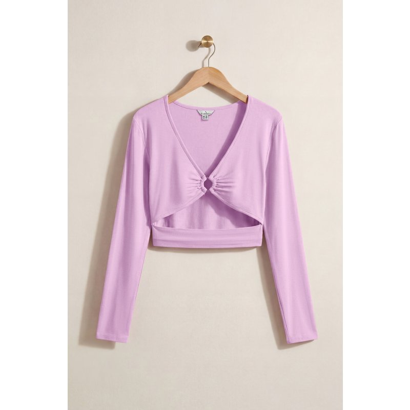Enorsia Womens Pink Ring Detail Cut-Out Top - UK 14