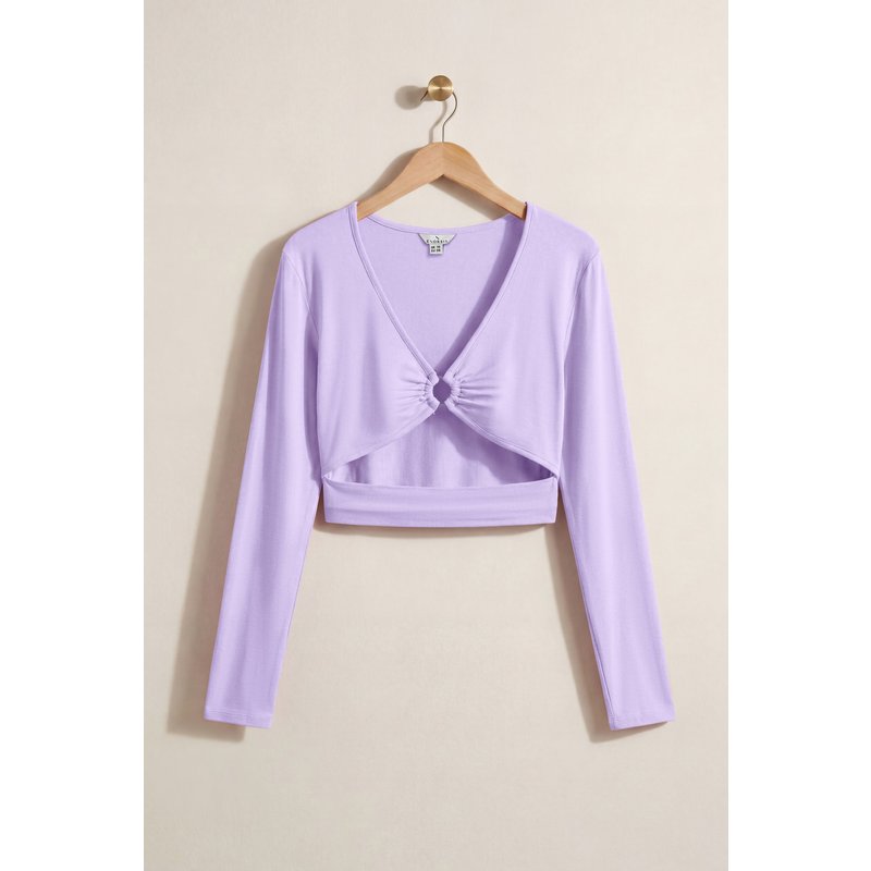 Enorsia Womens Purple Ring Detail Cut-Out Top - UK 16