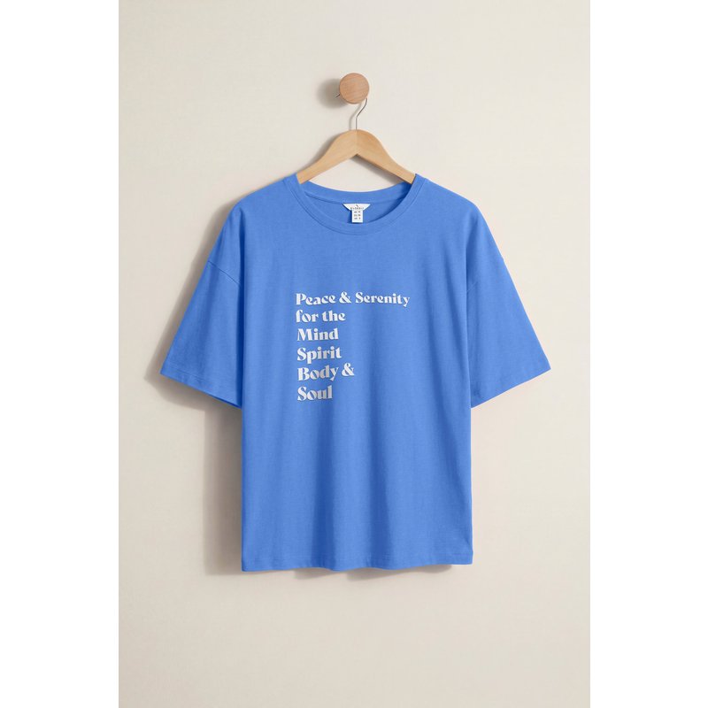 Enorsia Womens Blue ’s Graphic Relaxed Fit T-Shirt | Enorsia - UK 10