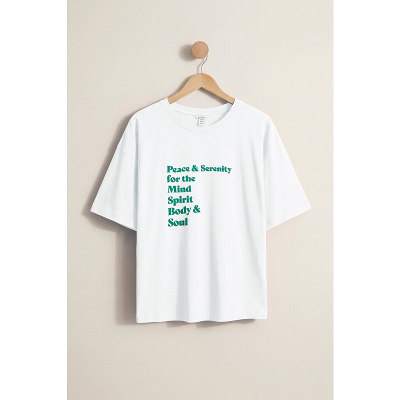 Enorsia Womens White ’s Graphic Relaxed Fit T-Shirt | Enorsia - UK 12