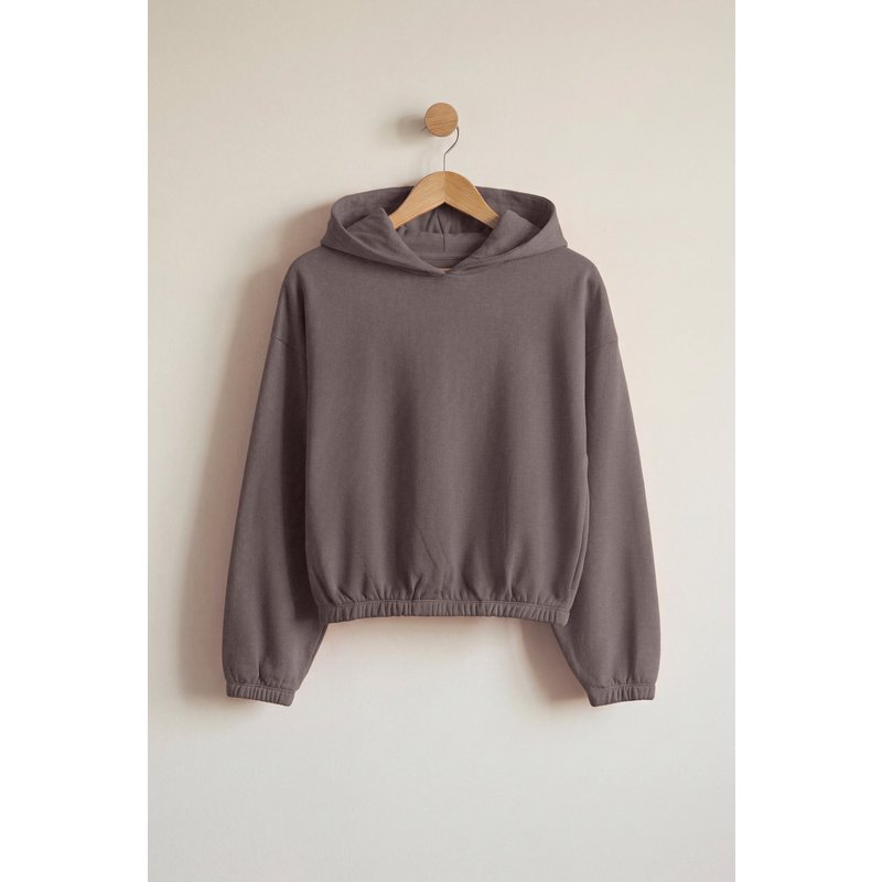 Enorsia Womens Brown Jersey Hoodie With Elastic Waistband - UK 8