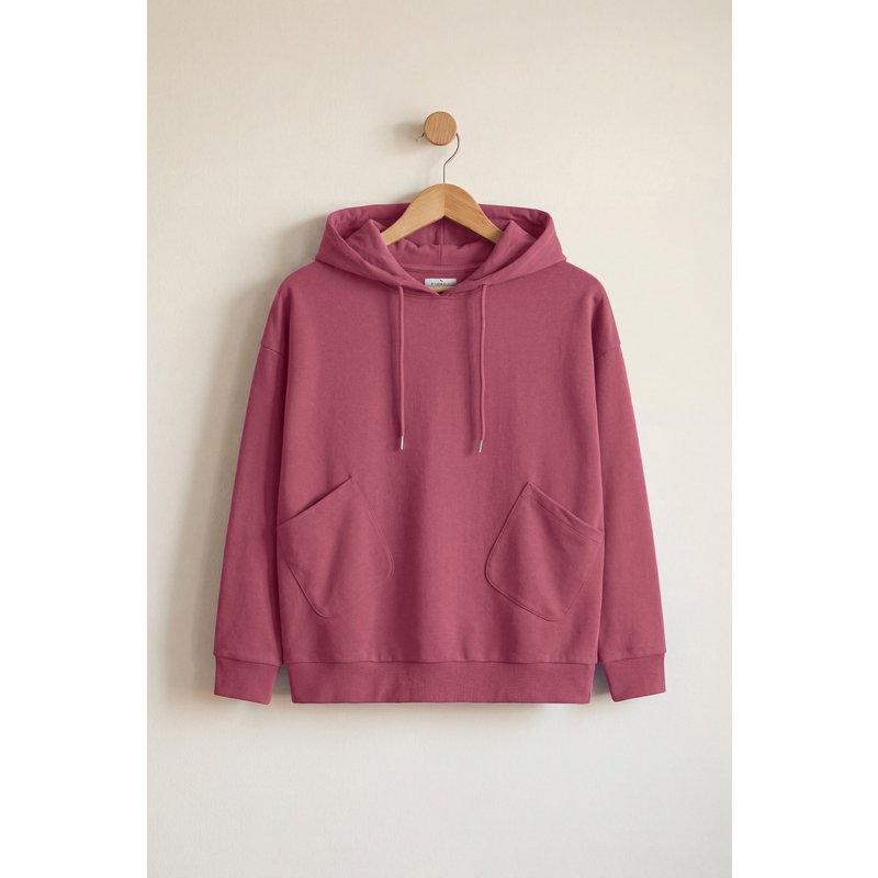 Enorsia Womens Red Slanty Patch Pocket Hoodie - UK 18
