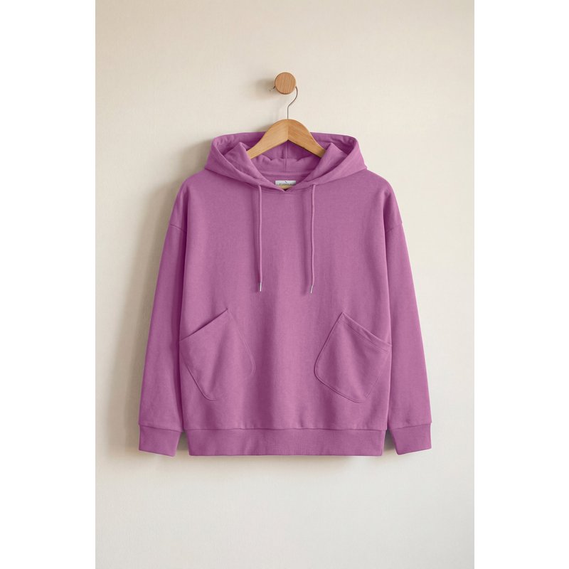 Enorsia Womens Pink Slanty Patch Pocket Hoodie - UK 12