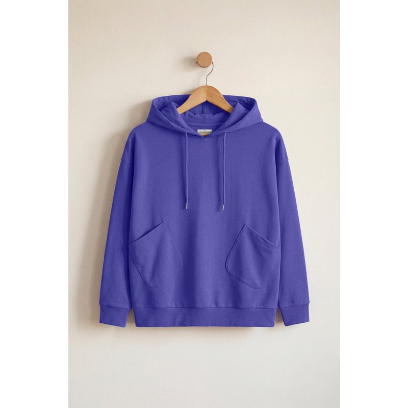 Enorsia Womens Blue Slanty Patch Pocket Hoodie - UK 18