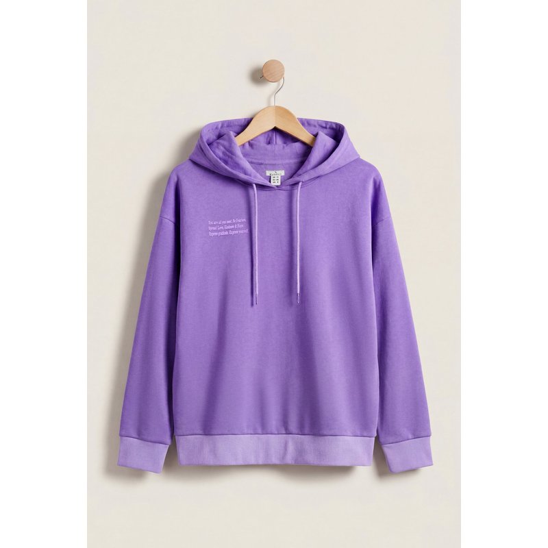 Enorsia Womens Purple Slogan Life Tonnel Rib Hoodies - UK 12