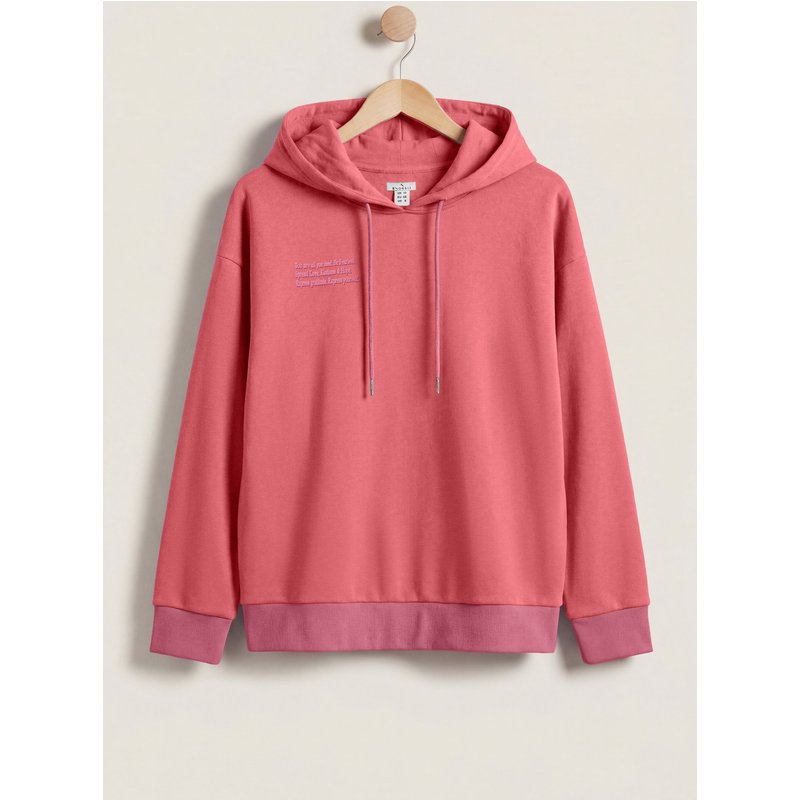 Enorsia Womens Red Slogan Life Tonnel Rib Hoodies - UK 8