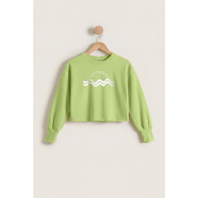 Enorsia Womens Green Raw Edge Chest Print Sweatshirt - UK 16