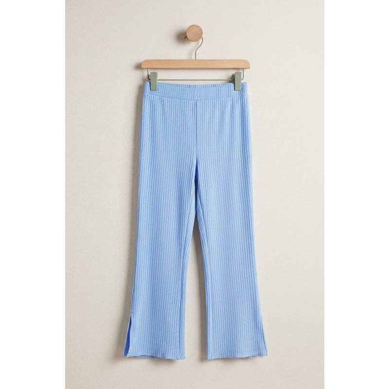 Enorsia Womens Blue Jersey Ribbed Side slit Leggings - UK 8