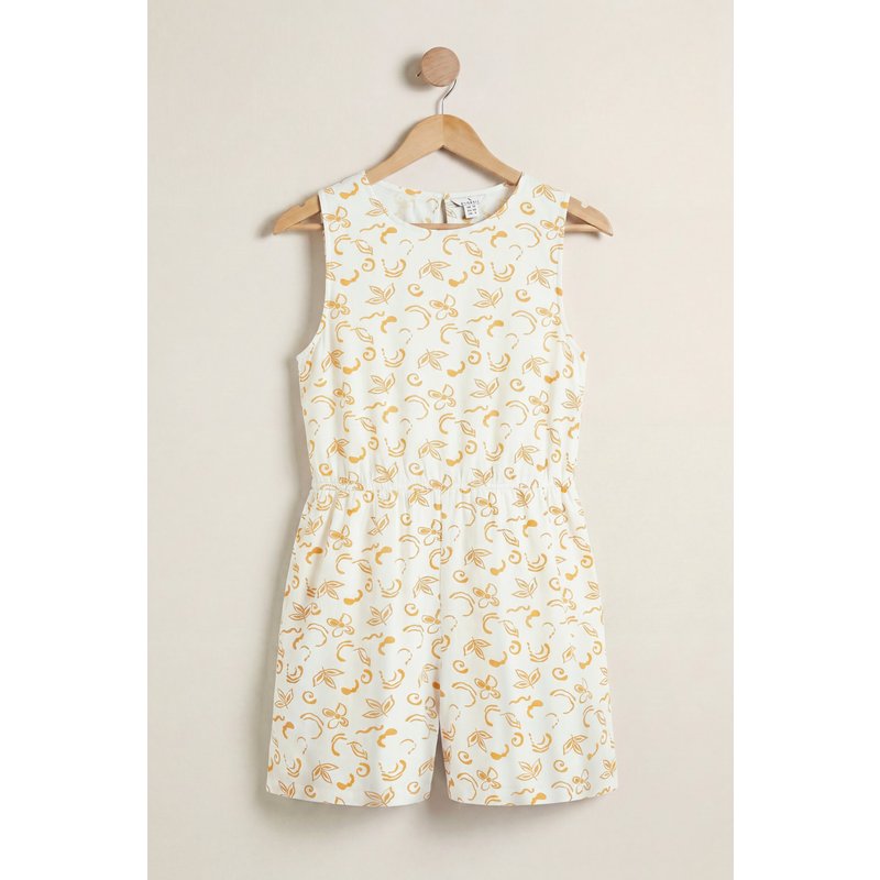 Enorsia Womens Yellow Sleeveless All Over Print Playsuit - UK 8