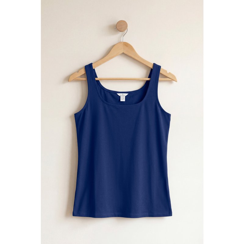Enorsia Womens Navy Cotton Strap Vest - UK 8