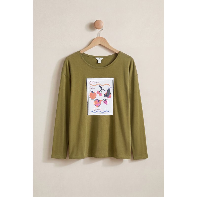 Enorsia Womens Green Crew Neck Long Sleeve T-Shirt - UK 8