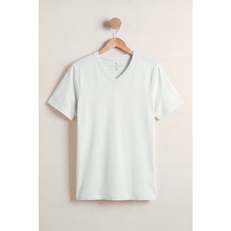 Enorsia Mens White V-Neck T-Shirt - UK M