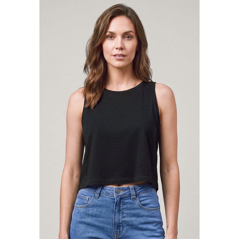 Enorsia Womens Black Cotton Summer Vest - UK 8