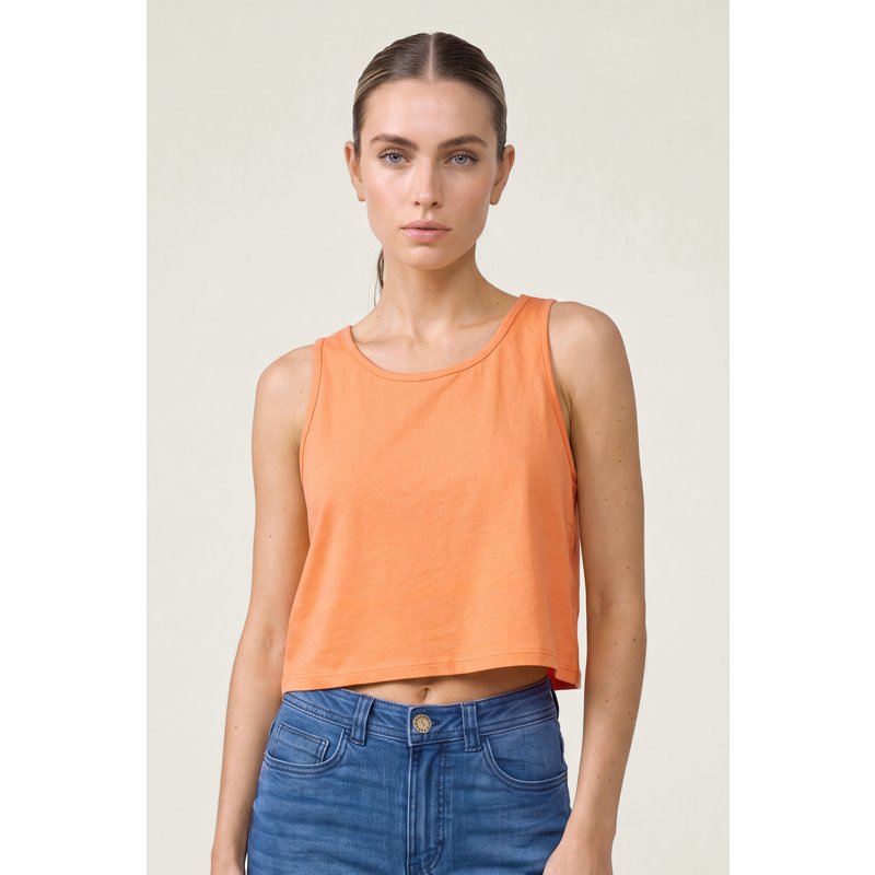 Enorsia Womens Orange Cotton Summer Vest - UK 8