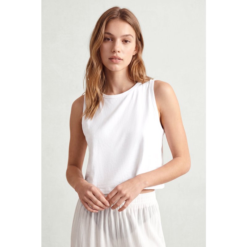 Enorsia Womens White Cotton Summer Vest - UK 16
