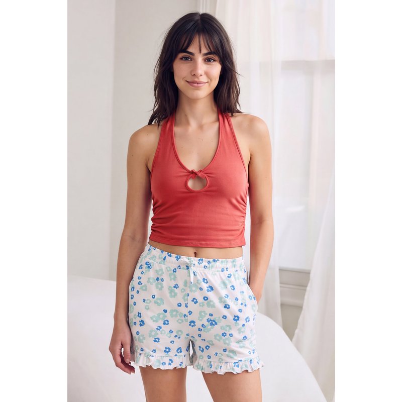 Enorsia Womens Red Halter Crop Top - UK 12