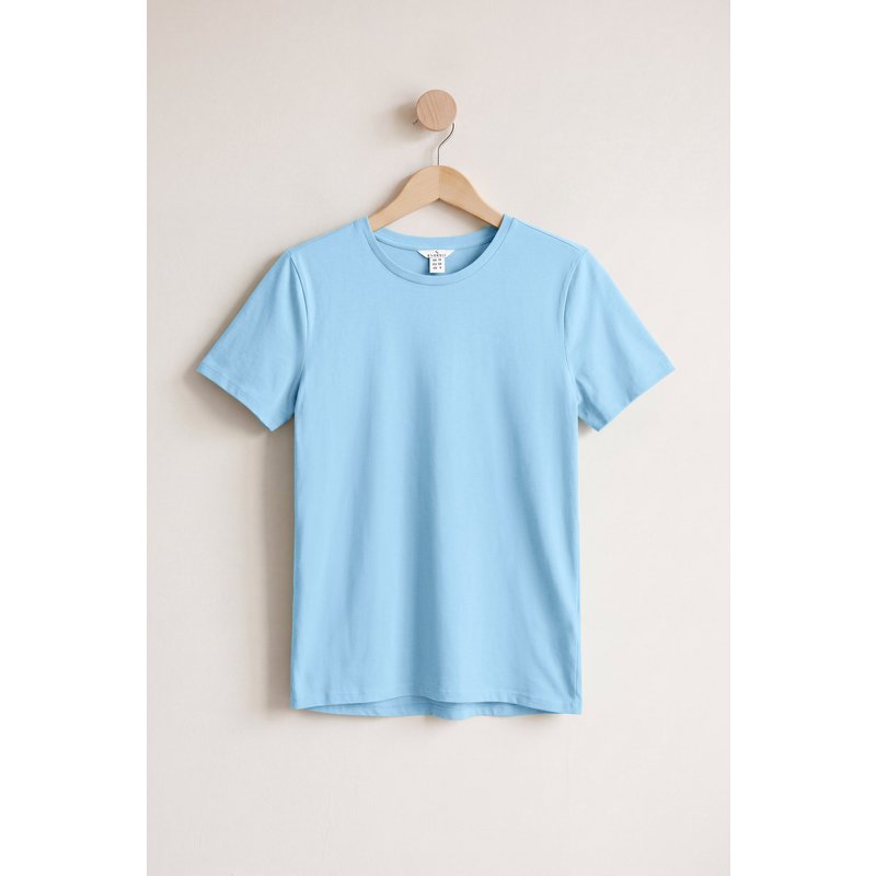 Enorsia Womens Blue Essential Cotton Crew Neck T-Shirt - UK 18