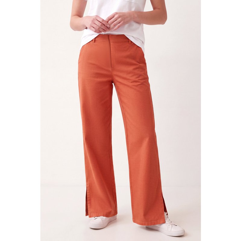 Enorsia Womens Orange Relaxed Twill Wide Leg Trouser - UK 8