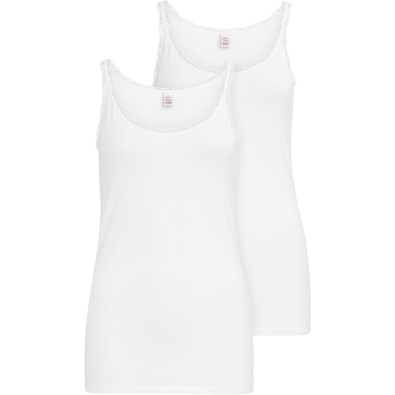 2 Damen Unterhemden mit Spitze