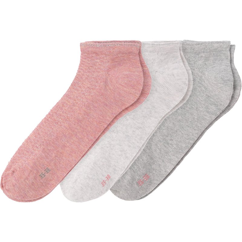 3 Paar Damen Sneaker-Socken mit Struktur