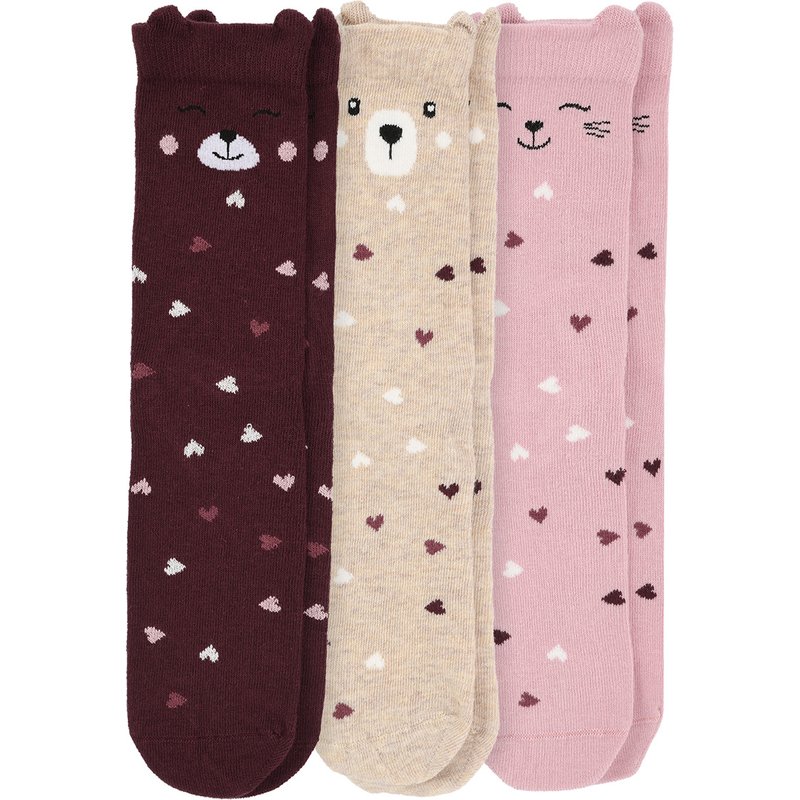 3 Paar Mädchen Socken mit Tier-Motiven