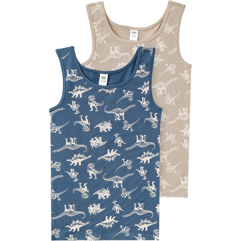 2 Jungen Unterhemden mit Dino-Motiven