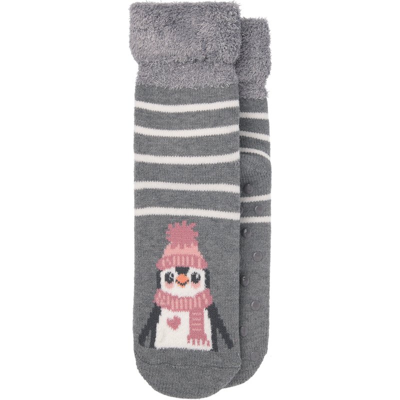 1 Paar Damen Kuschelsocken mit Pinguin-Motiv
