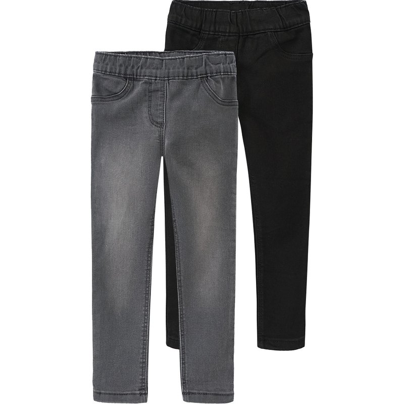 2 Mädchen Jeggings mit Stretch-Bund