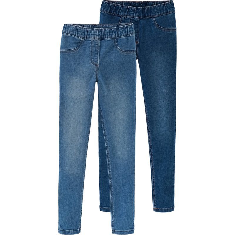 2 Mädchen Jeggings mit Stretch-Bund