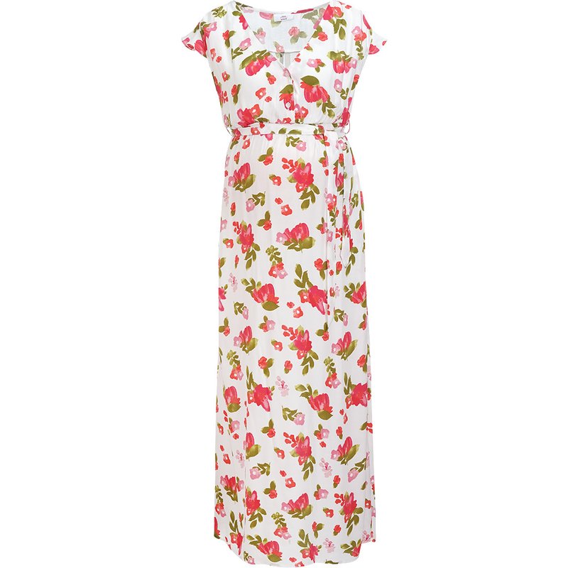 Damen Umstands-Maxikleid mit Blumen allover