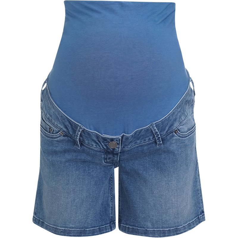 Damen Umstands-Jeansshorts mit Used-Waschung
