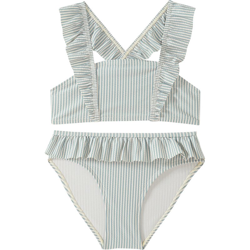Mädchen Bikini mit Seersucker-Streifen