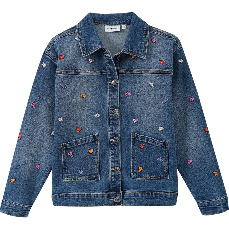 Mädchen Jeansjacke mit Blumen-Stickerei