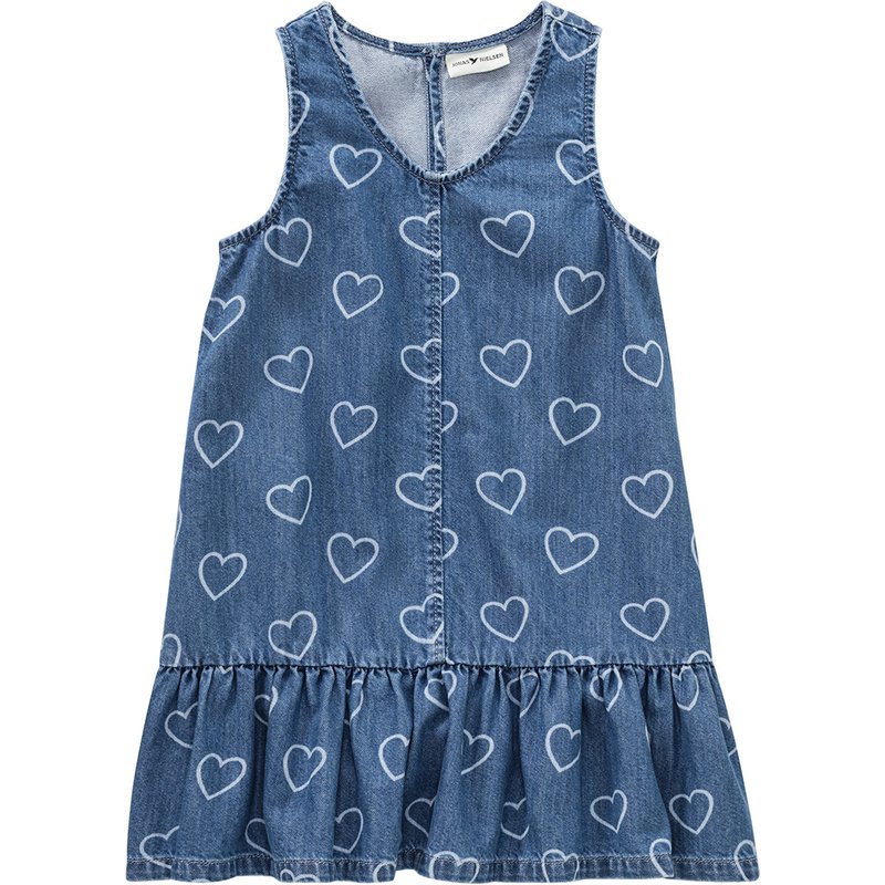 Mädchen Jeanskleid mit Herzen allover