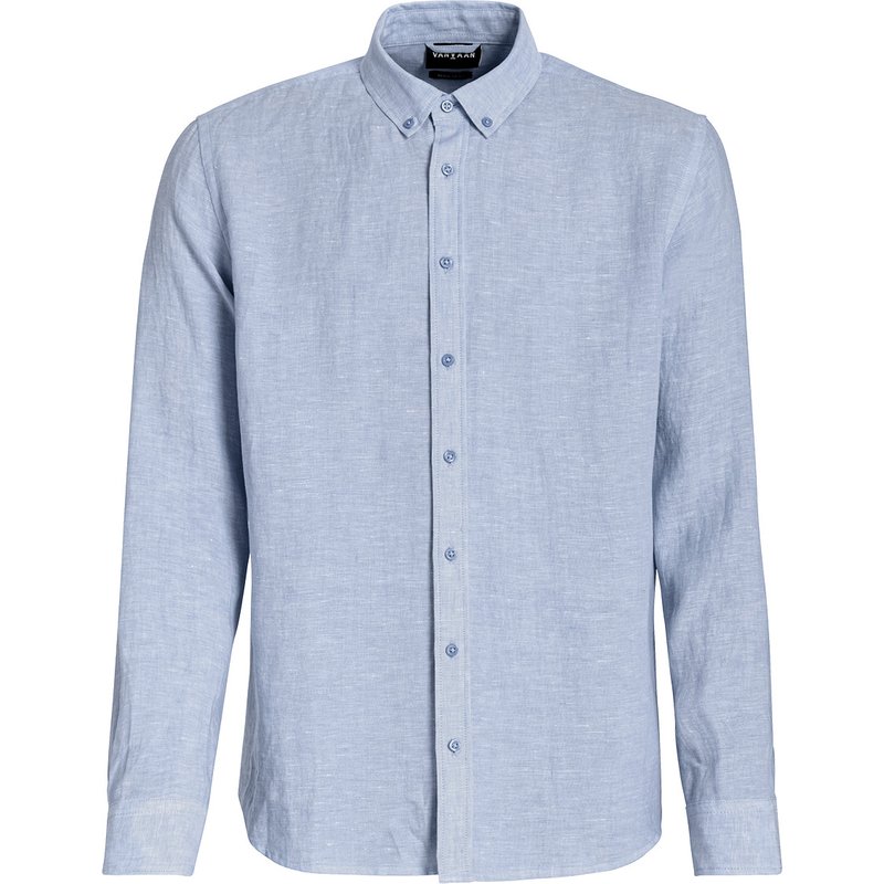 Herren Leinen-Hemd mit Button-Down-Kragen