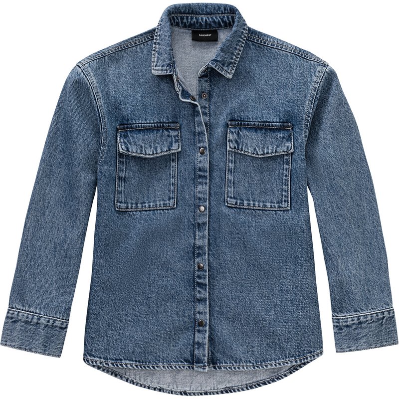 Mädchen Jeans-Bluse mit Druckknöpfen
