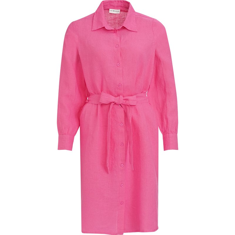 Damen Leinen-Hemdkleid mit Bindeband