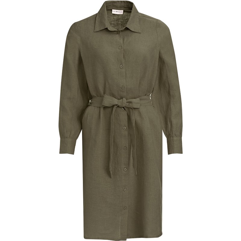 Damen Leinen-Hemdkleid mit Bindeband