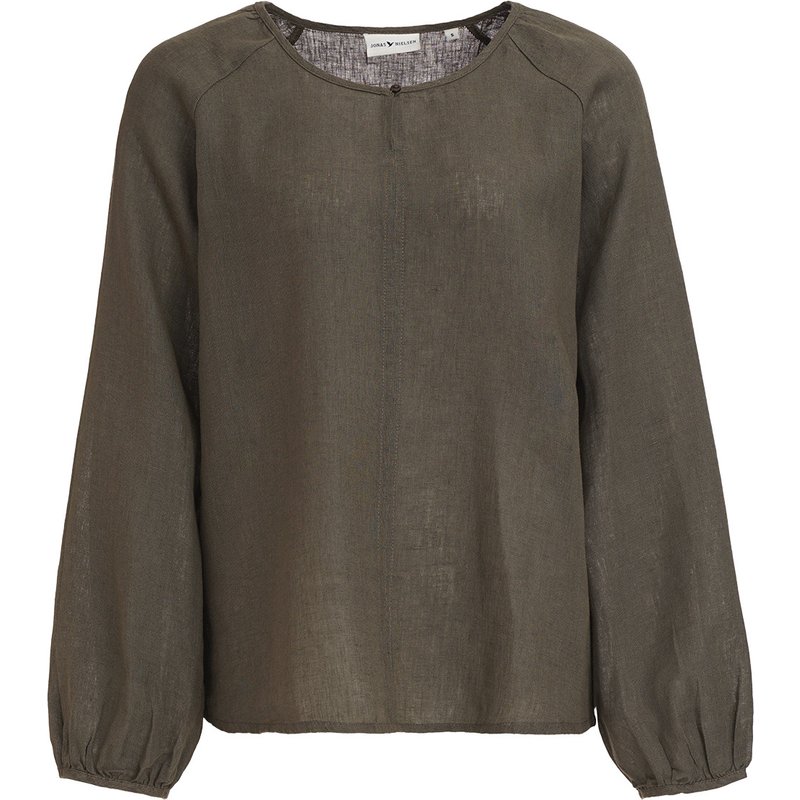 Damen Leinen-Bluse unifarben