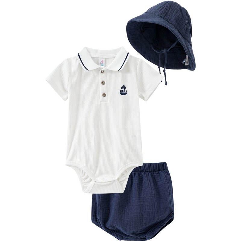 Baby Set mit Body, Shorts und Mütze