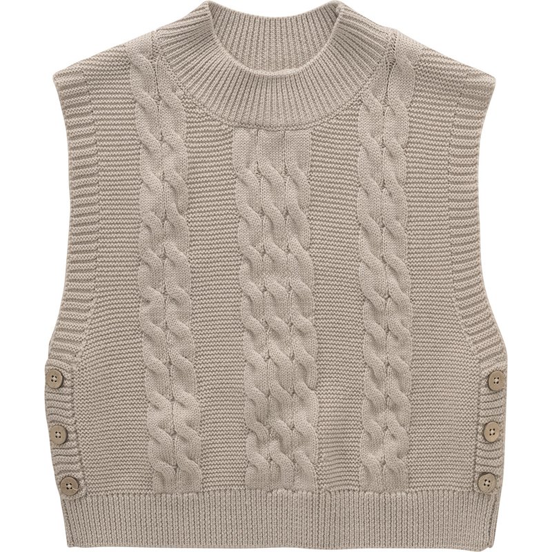 Mädchen Woll-Strickpullunder mit Zopfmuster