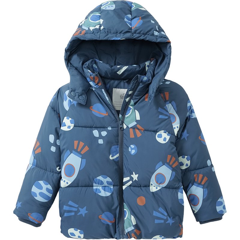 Jungen Pufferjacke mit Weltraum-Allover
