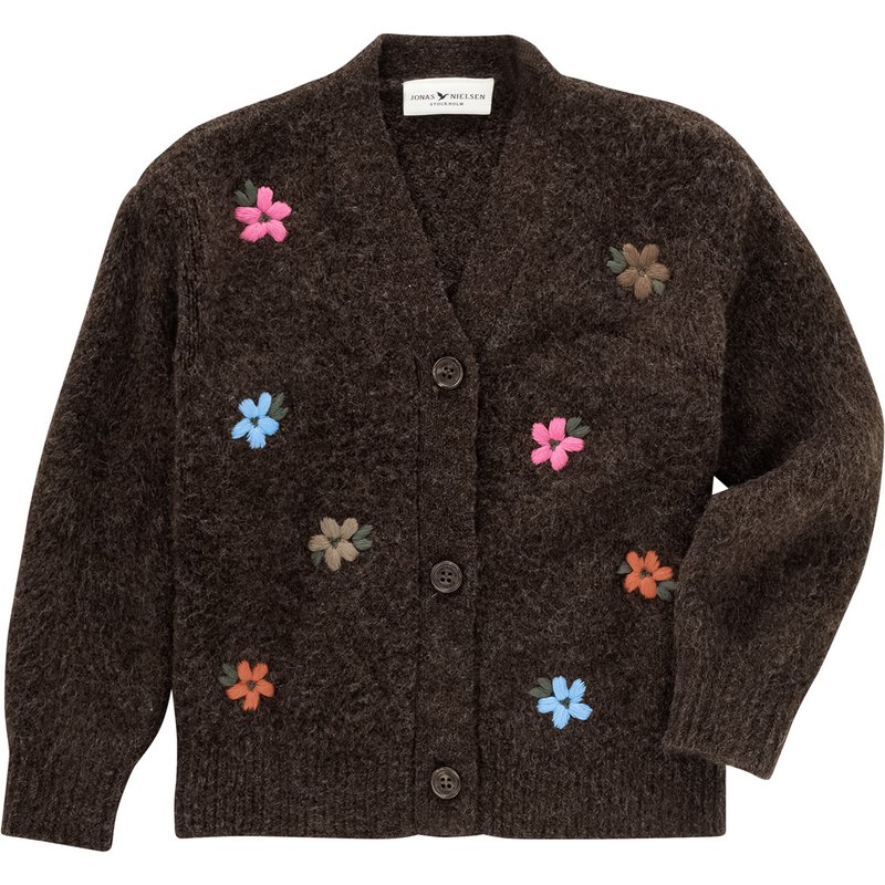 Mädchen Strickjacke mit Blumen-Allover