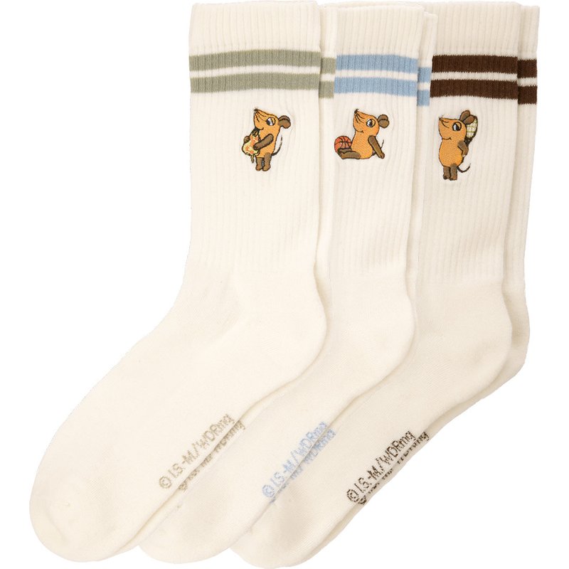 3 Paar Die Maus Sportsocken mit Stickerei