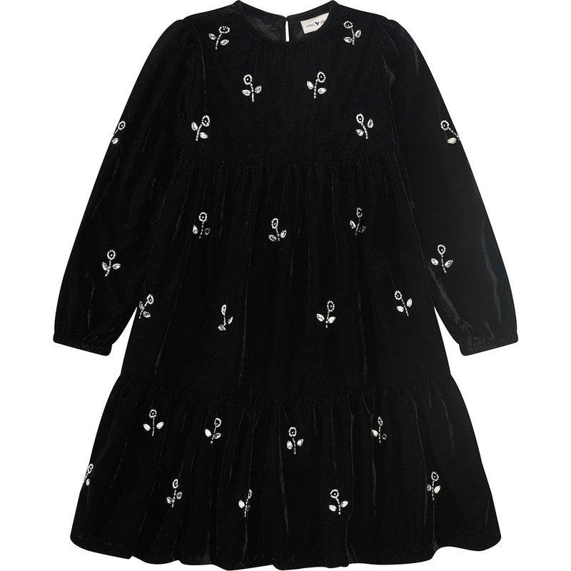 Mädchen Samtkleid mit Glitzersteinchen