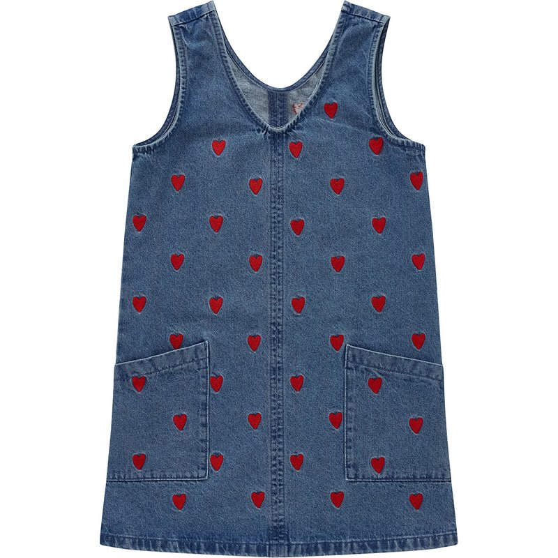 Mädchen Jeanskleid mit Stickerei