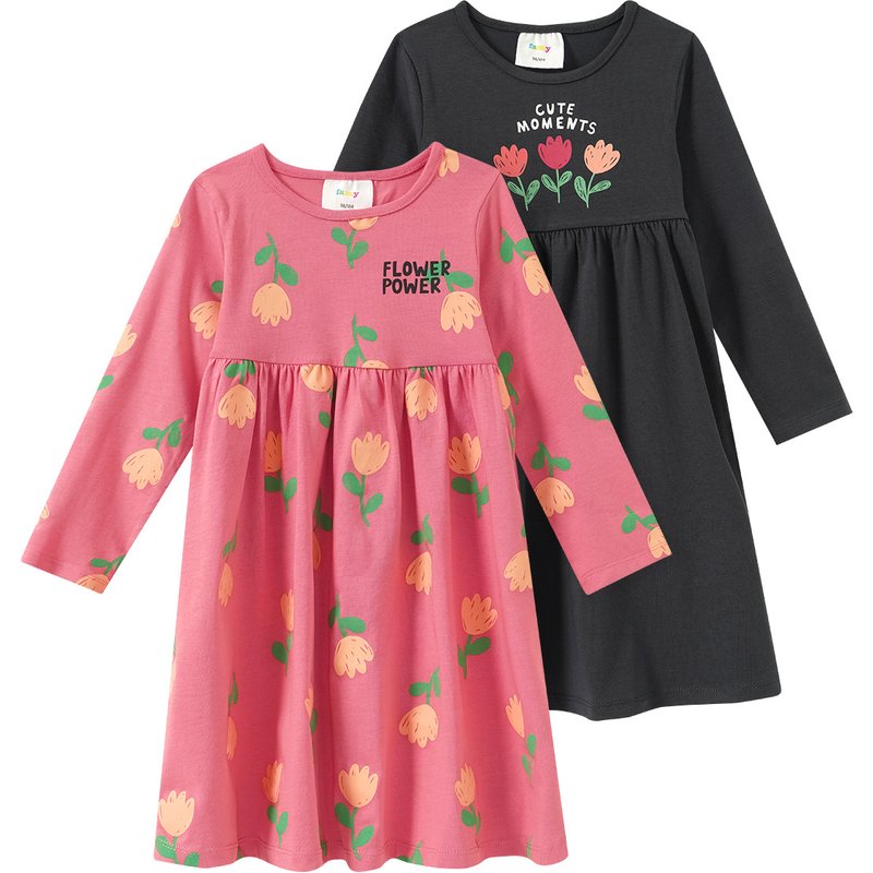 2 Mädchen Kleider mit Prints
