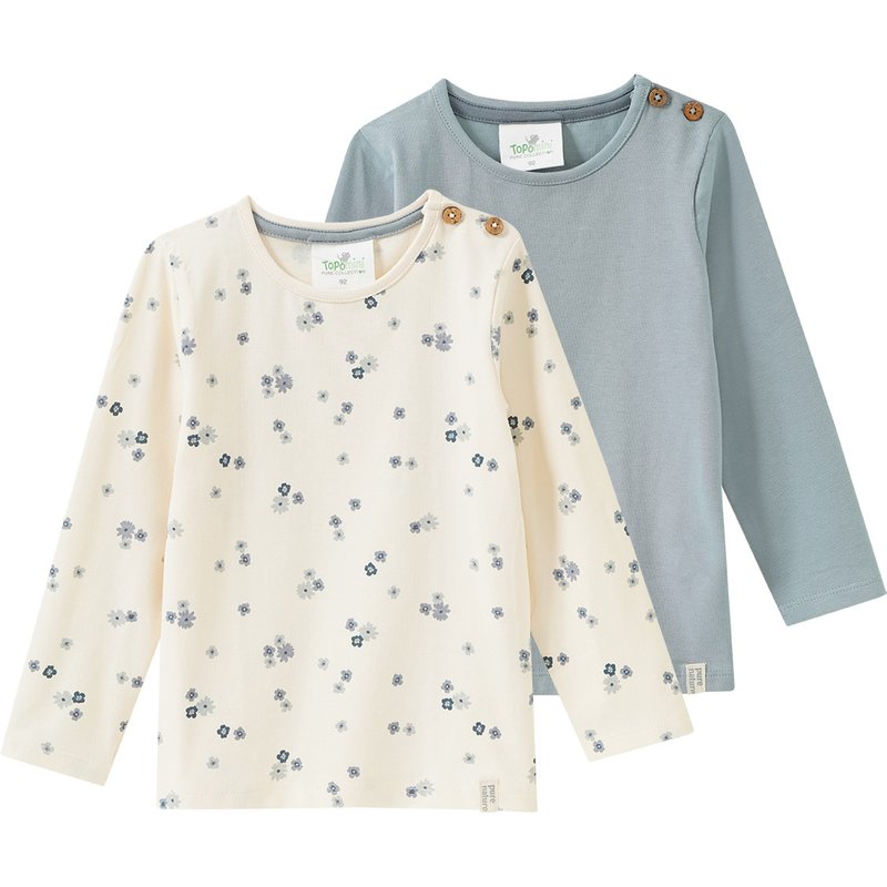 2 Baby Langarmshirts mit Blümchen