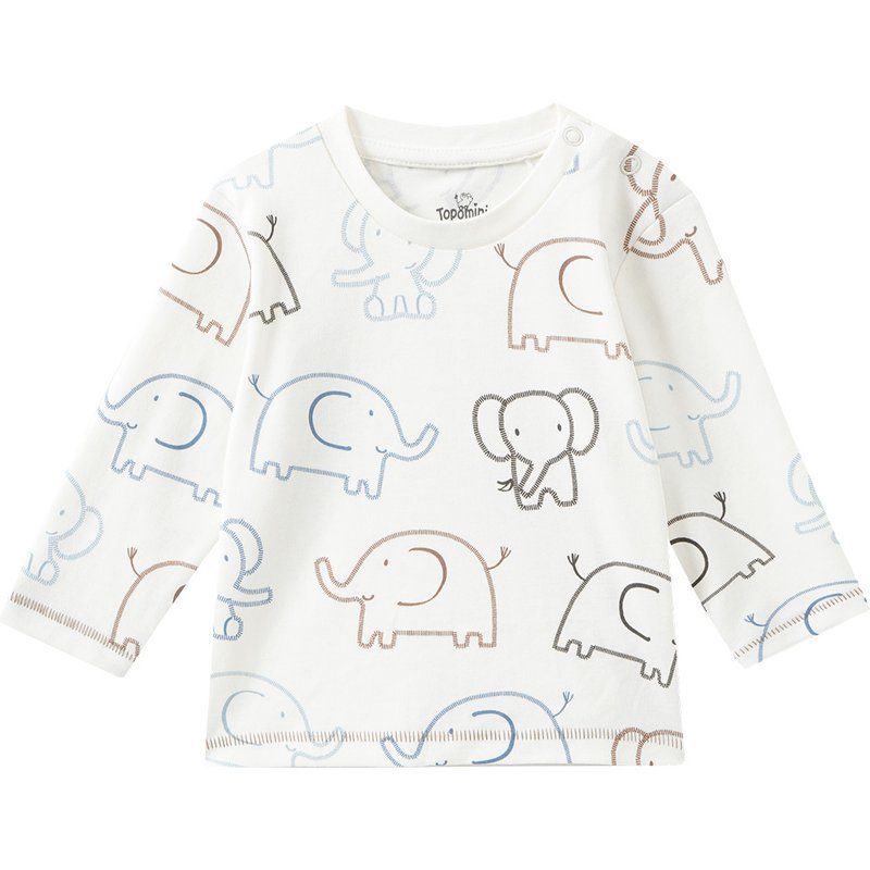 Baby Langarmshirt mit Elefanten-Allover
