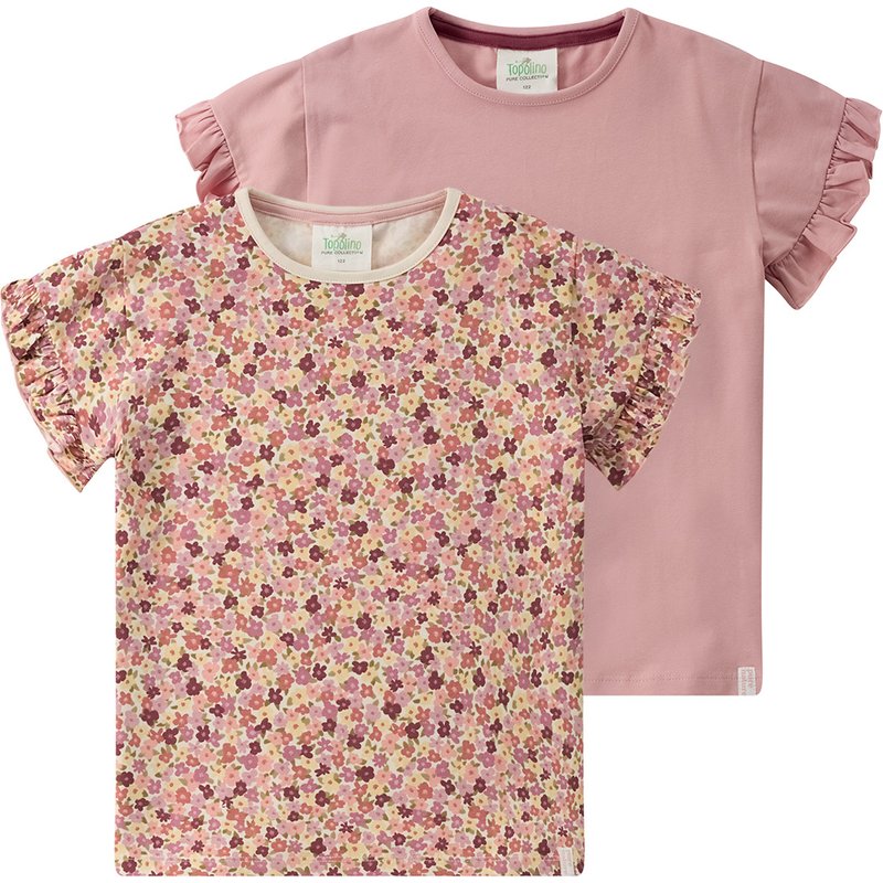 2 Mädchen T-Shirts mit Rüschenärmeln